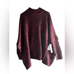 NWT DESIGN LAB Burgundy Sleeved Poncho Style Sweater